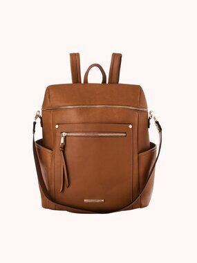Poppy & Peonies Commuter Backpack in Cognac